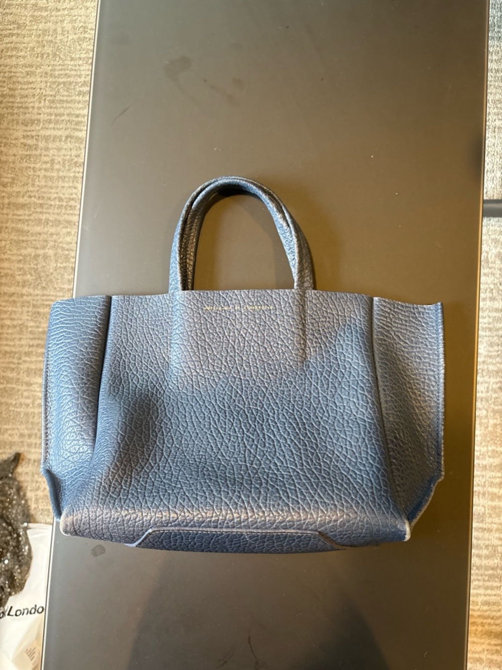 Classic Navy Leather Tote Bag - Unbranded